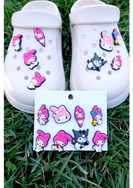Kuromi & Melody Jibbitz 8'li Terlik Süsü Crocs ve Diğer Terliklerle Uyumlu