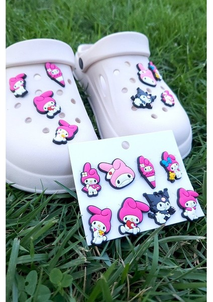 Kuromi & Melody Jibbitz 8'li Terlik Süsü Crocs ve Diğer Terliklerle Uyumlu