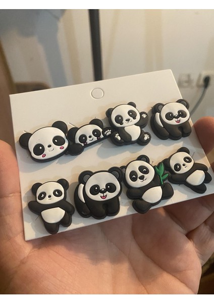 Panda Desen Crocks Terlik Süsü Jibbitz Crocs Aksesuarı 8 Adet