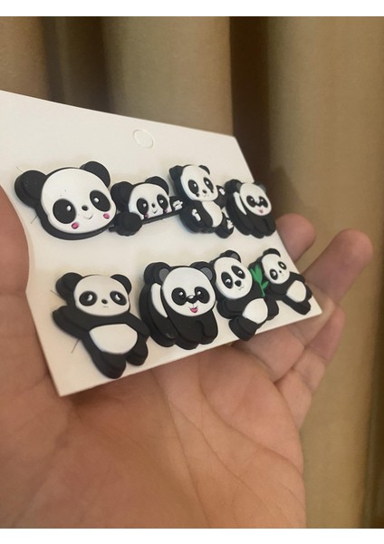 Panda Desen Crocks Terlik Süsü Jibbitz Crocs Aksesuarı 8 Adet