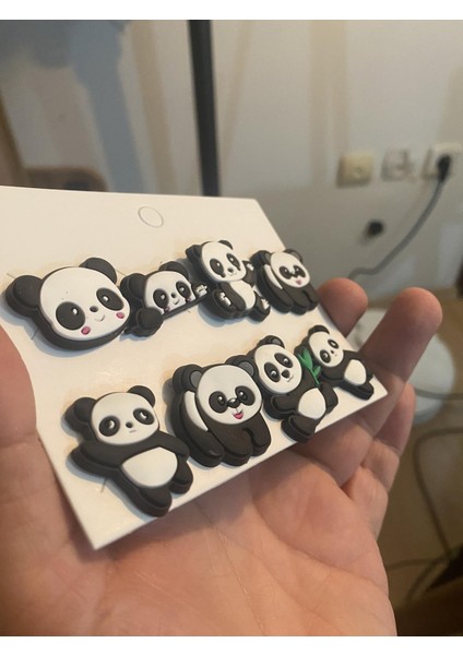 Panda Desen Crocks Terlik Süsü Jibbitz Crocs Aksesuarı 8 Adet