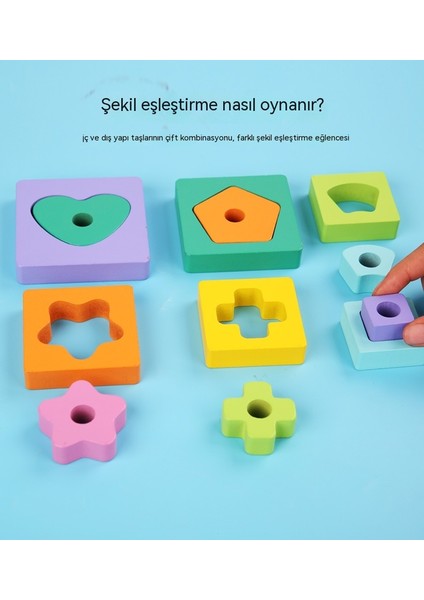 Yeni Çocuk Çift Katmanlı Hayvan Geometri Kulesi Gökkuşağı Hanoi Kulesi Erken Eğitim Aydınlanma Oyuncak Seti Sütun Istifleme Daire (Yurt Dışından) modelleri