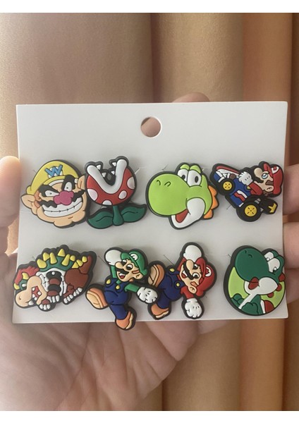 Super Mario Terlik Süsü Cross Terlik Jibbitz Terlik Aksesuarı 8 Adet