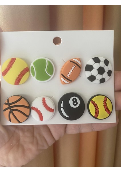 Spor Futbol Basketbol Terlik Süsü Cross Terlik Jibbitz Terlik Aksesuarı 8 Adet