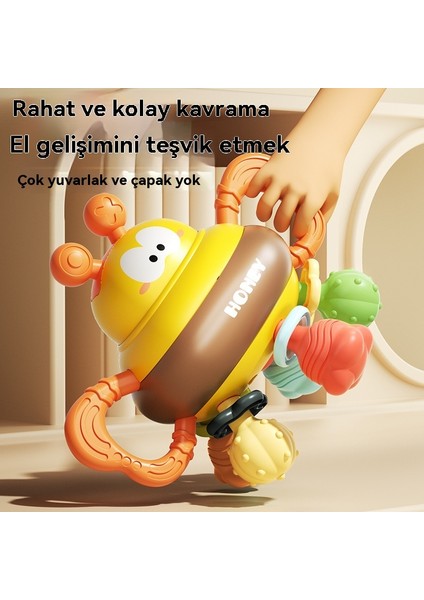 Bee Meşgul Top 3'ü 1 Arada Bebek Tutma Topu Molar Yumuşak Kauçuk Yatıştırıcı Çıngırak Oyuncak (Yurt Dışından)
