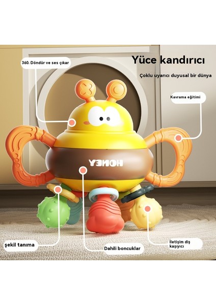 Bee Meşgul Top 3'ü 1 Arada Bebek Tutma Topu Molar Yumuşak Kauçuk Yatıştırıcı Çıngırak Oyuncak (Yurt Dışından)