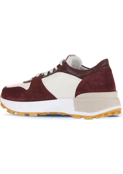 Bordo Beyaz Deri-Süet Kadın Spor Ayakkabı 01WA8300 fırsatları