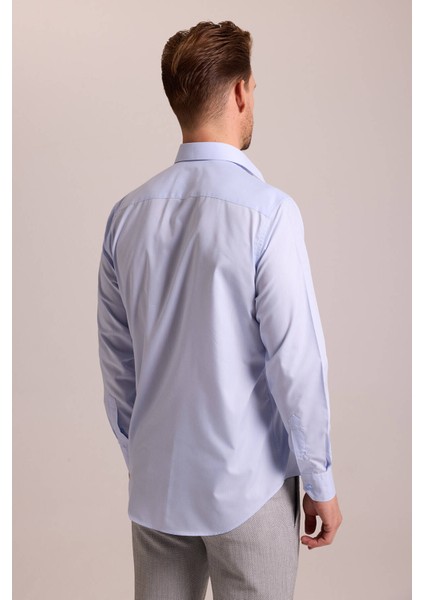 Erkek Açık Mavi Regular Fit Uzun Kollu Pamuklu Gömlek indirimleri