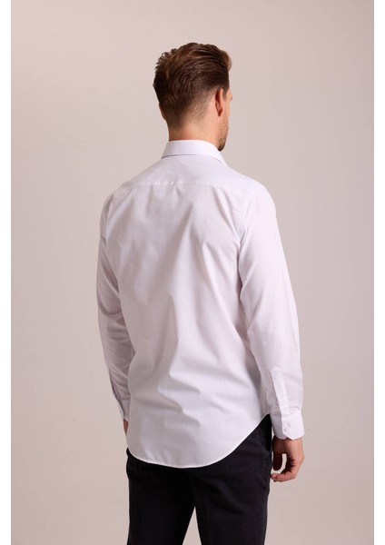 Erkek Beyaz Regular Fit Uzun Kollu Pamuklu Gömlek indirimleri