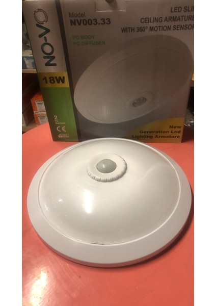 No-Va 18W Beyaz Kasa 360 Derce Sensörlü Ledli Aydınlatma
