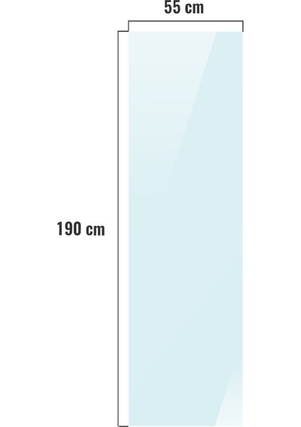 Cam Duşakabin Seperatör - Sabit Panel | Satina Cam | Siyah Profil | 55CM x 190CM