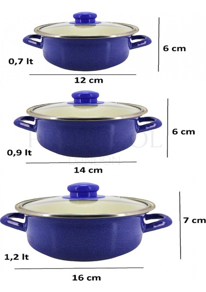 12/14/16 cm Mini Emaye Tencere Seti - Anneler Gününe Özel 6 Parça Saklama Kabı Seti