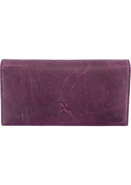 Deri Unisex Portföy Cüzdanı Mor BC424-12