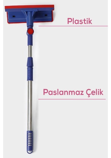 Oynar Başlıklı Çekçekli Teleskopik Cam Silme Aparatı