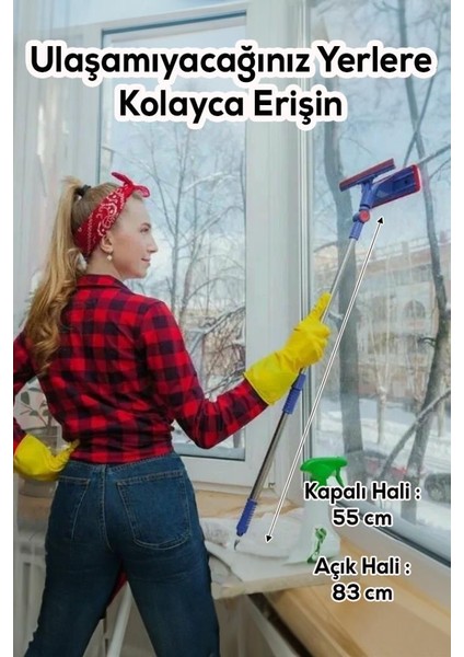 Oynar Başlıklı Çekçekli Teleskopik Cam Silme Aparatı fırsatları