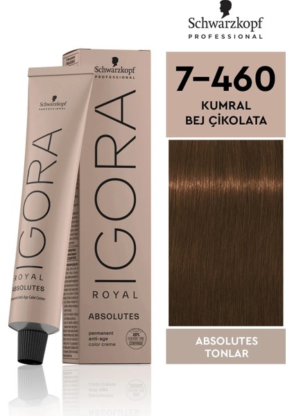 Schwarzkopf Igora Royal Absolutes Tonlar 7-460 Kumral - Bej Çikolata Saç Boyası 60 ml