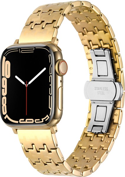 Apple Watch 42 / 44 / 45 mm Çizilmez ve Paslanmaz Ayarlanabilir Premium Çelik Kordon