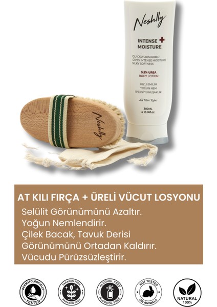 Üreli Vücut Losyonu 300 ml + Doğal At Kılı Fırça Set