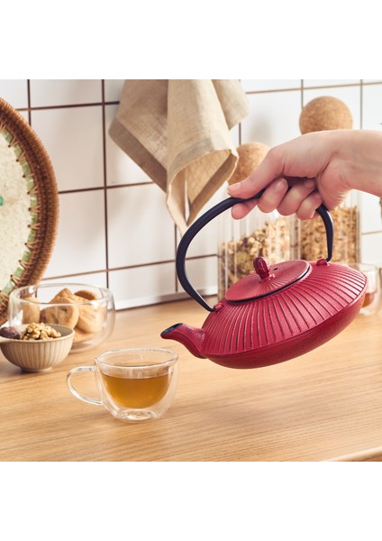 Japanese Döküm Demlik/Teapot 800 Ml Kırmızı