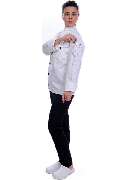 Unisex Aşçı Ceket Harman Gabardin Beyaz modelleri