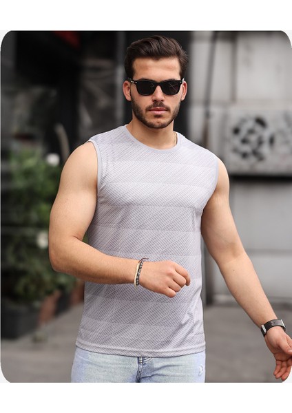 Mens Style Mikro Baskılı Desenli Sporcu T-Shirt