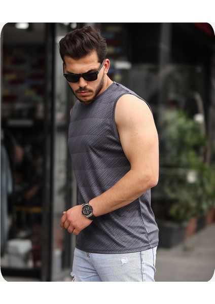 Mens Style Mikro Baskılı Desenli Sporcu T-Shirt