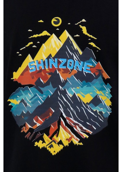 Erkek Bisiklet Yaka Mevsimlik Göğüs Baskılı Standart Fit Siyah T-Shirt fiyatları