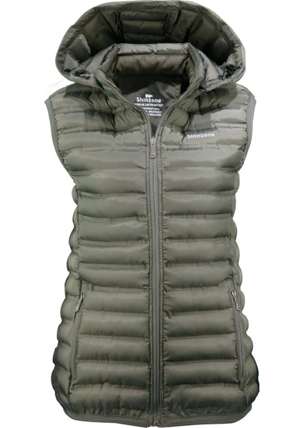 Kadın Şişme Haki Cepli Yelek