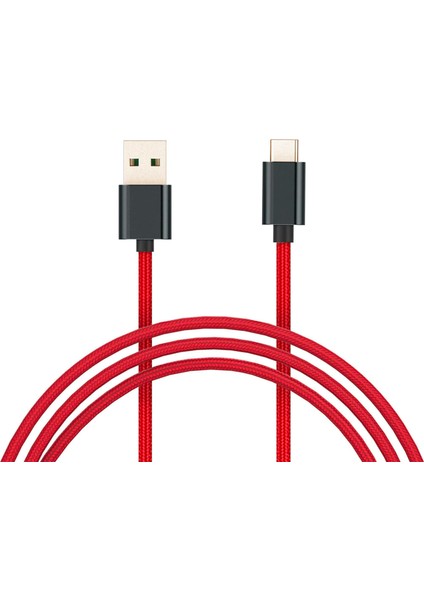 Örgülü Usb-A (Usb-C) 1m Kırmızı Şarj