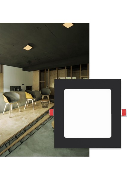 6W Siyah Kasa Kare Sıva Altı LED Panel 3000K Günışığı fırsatları