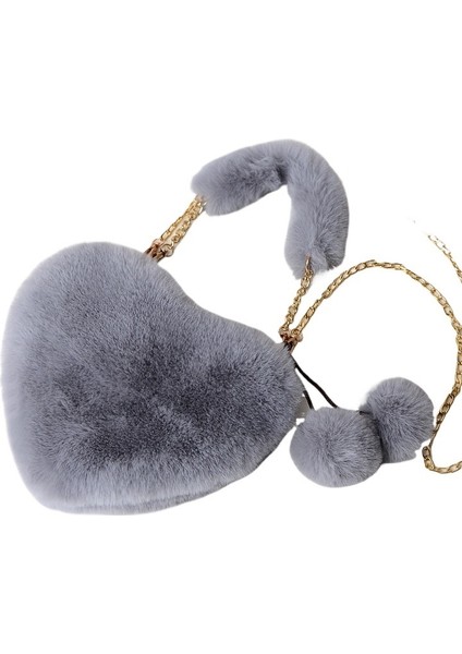 Çapraz El Tutma Şeftali Kalp Taklit Kürk Bozuk Para Cüzdanı (Yurt Dışından)