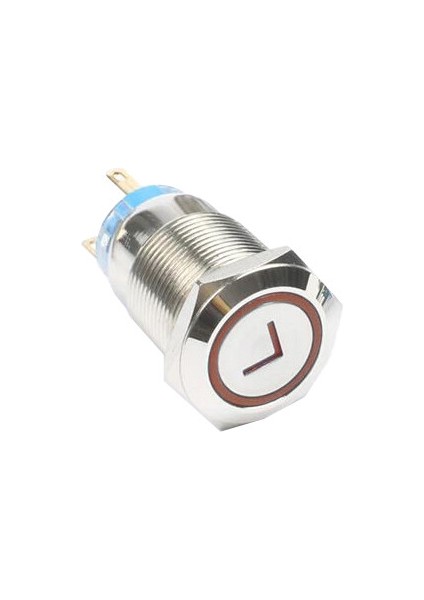 19FXHX 19MM Düz Yaylı Işıklı Ok Işaretli Metal Buton - Sarı