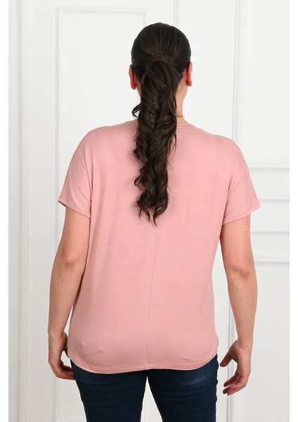 Kadın V Yaka Büyük Beden T-Shirt 1486-23 fiyatları