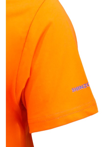 Erkek Bisiklet Yaka Yazlık Göğüs Baskılı Standart Fit Turuncu T-Shirt