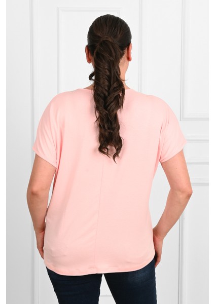 Kadın V Yaka Büyük Beden T-Shirt 1486-23 fiyatları