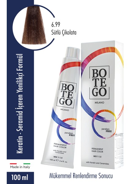 Botego Milano Profesyonel Krem Boya 6.99 Sütlü Kahve 100 ml