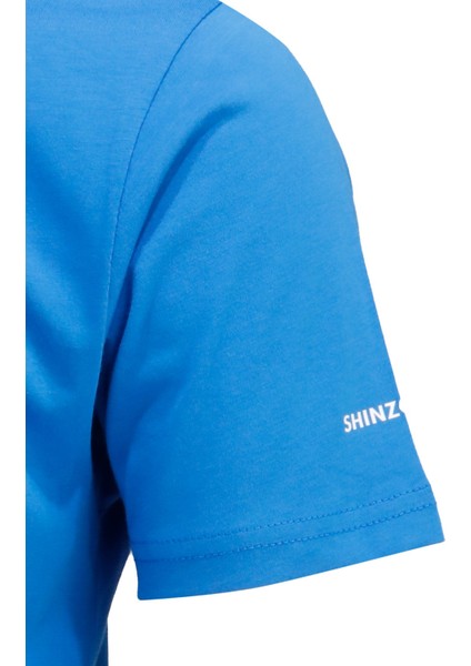 Erkek Bisiklet Yaka Yazlık Göğüs Baskılı Standart Fit Royal T-Shirt modelleri