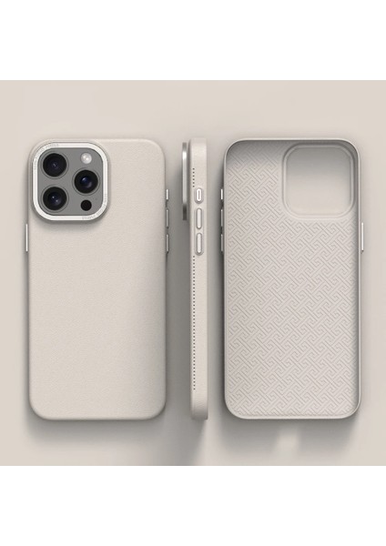 iPhone 14 Pro Max Kılıf Suni Deri Pc Mat Dokulu Kapak