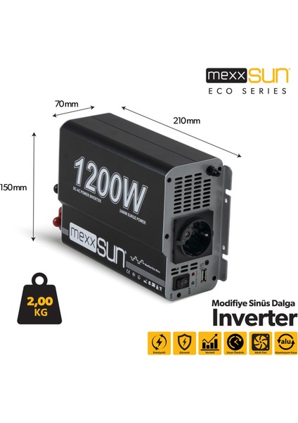 ® Modifiye Sinus Inverter 12V 1200W EA9761987