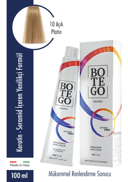 Botego Milano Profesyonel Krem Boya 10 Açık Platin 100 ml