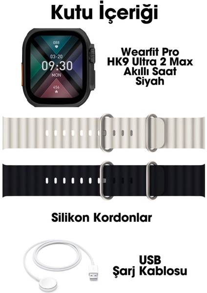 Wearfit Hk9 Ultra 2 Max  Akıllı Kol Saati ( Model:inç 49MM Amoled Ekran (Siyah)