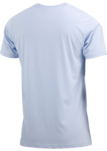 Erkek Bisiklet Yaka Yazlık Göğüs Baskılı Standart Fit Mavi T-Shirt fırsatları