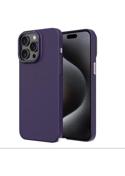 iPhone 14 Pro Max Kılıf Suni Deri Pc Mat Dokulu Kapak