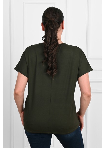 Kadın V Yaka Büyük Beden T-Shirt 1486-23 fiyatları