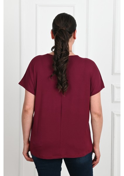 Kadın V Yaka Büyük Beden T-Shirt 1486-23 fiyatları