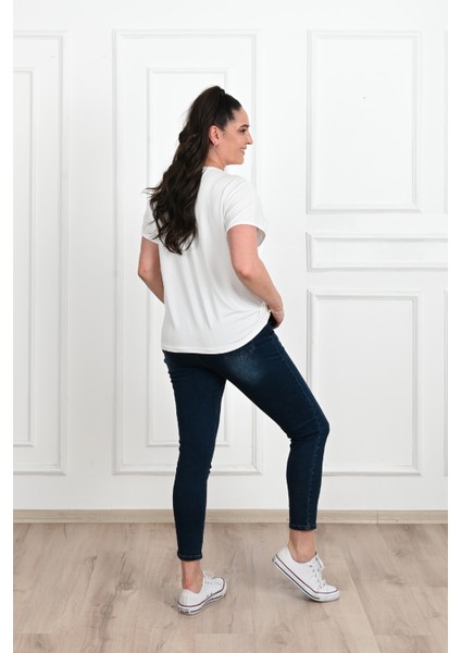 Kadın V Yaka Büyük Beden T-Shirt 1486-23 fırsatları