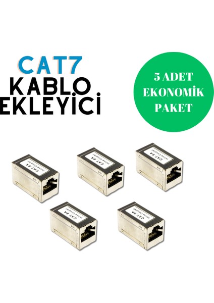 5 Adet Cat7 Ethernet Kablo Ekleyici, Birleştirici, Uzatıcı
