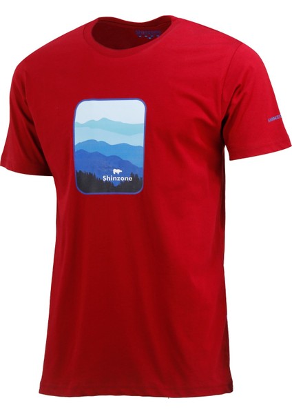 Erkek Bisiklet Yaka Yazlık Göğüs Baskılı Standart Fit Bordo T-Shirt