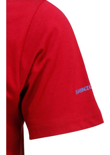 Erkek Bisiklet Yaka Yazlık Göğüs Baskılı Standart Fit Bordo T-Shirt modelleri