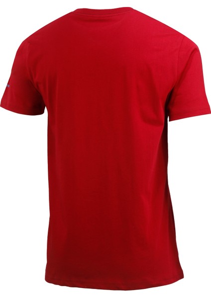 Erkek Bisiklet Yaka Yazlık Göğüs Baskılı Standart Fit Bordo T-Shirt fırsatları